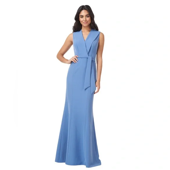 NEW Kay Unger NEW YORK Cecily V-Neck tie GOWN size 6 - Picture 9 of 9